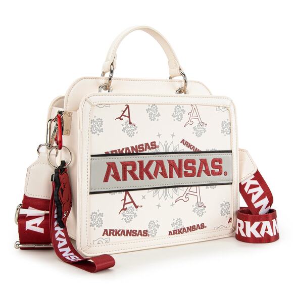 University of Arkansas Razorbacks Light Beige Satchel/Crossbody Bag - Picture 4 of 6